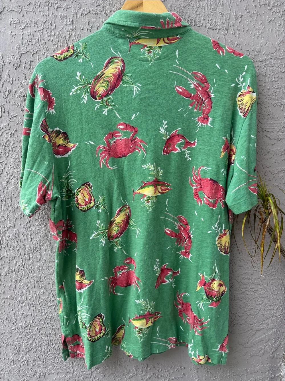 Polo by Ralph Lauren Green Seafood-Pattern Polo with Red & Yellow Accents